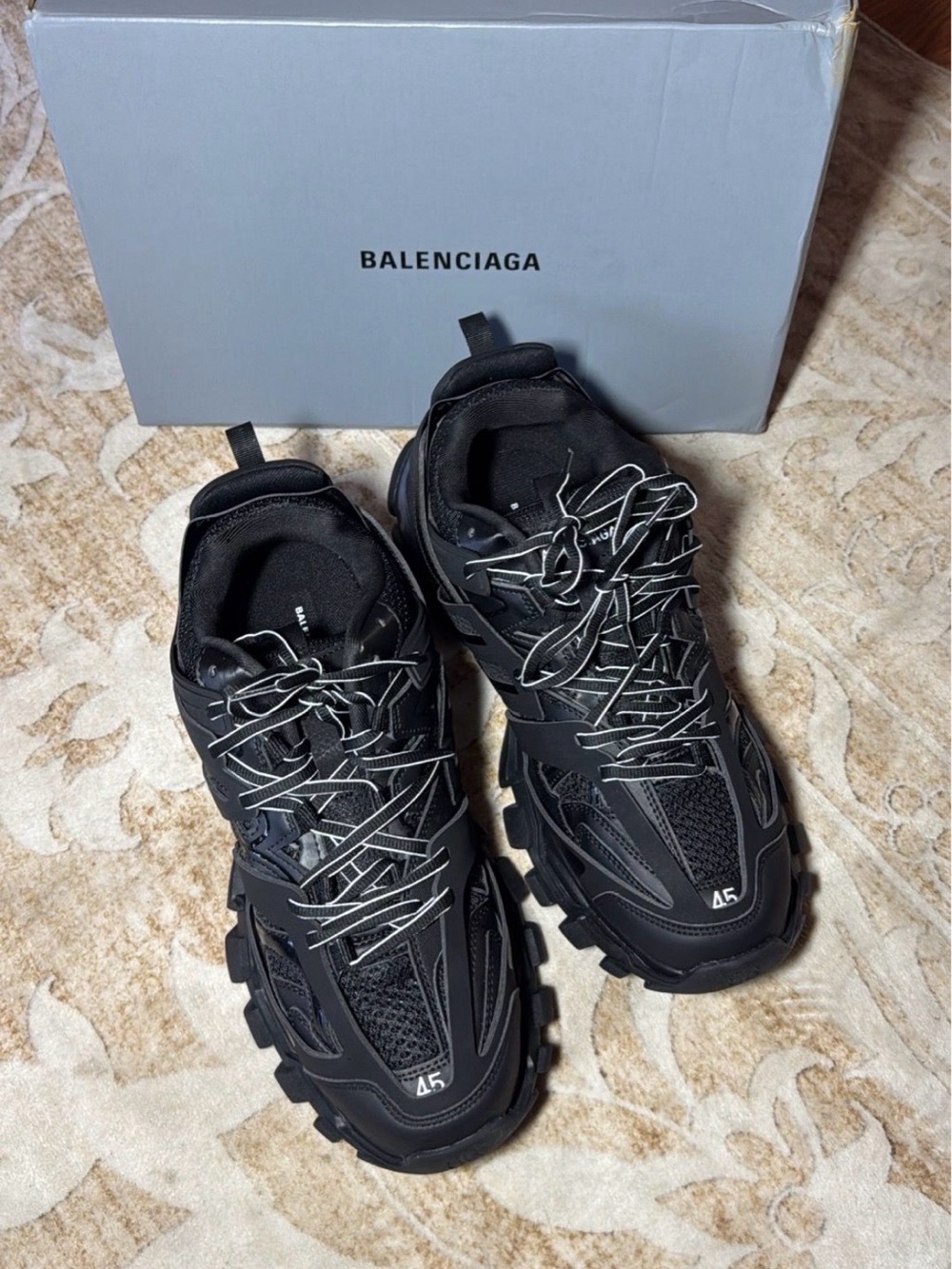 Balenciaga Black Men's Track Sneakers with Reflective Laces